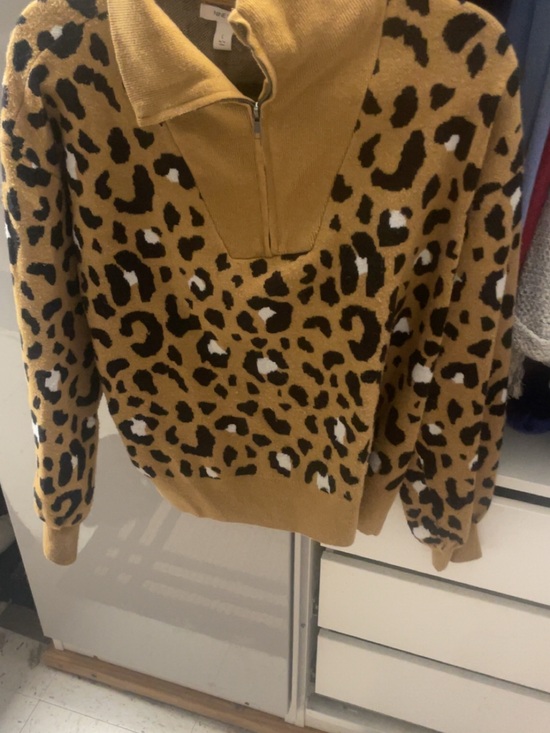 Nine West Sweaters - Nine West Mustard and Black Leopard Half-Zip Sweater